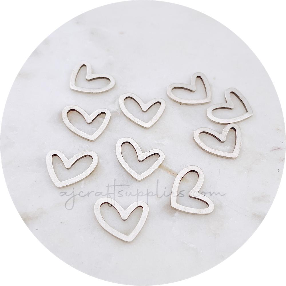 Little Love Heart Metal Connectors - Antique Silver - 2 pcs - D1195