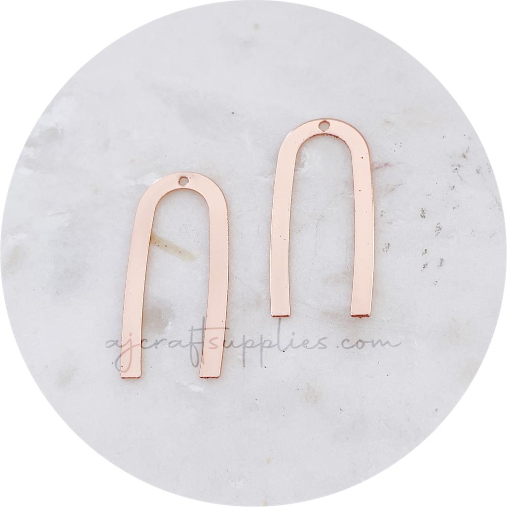 U Shaped Pendants - 1 Hole - Rose Gold - 2 pcs - E019