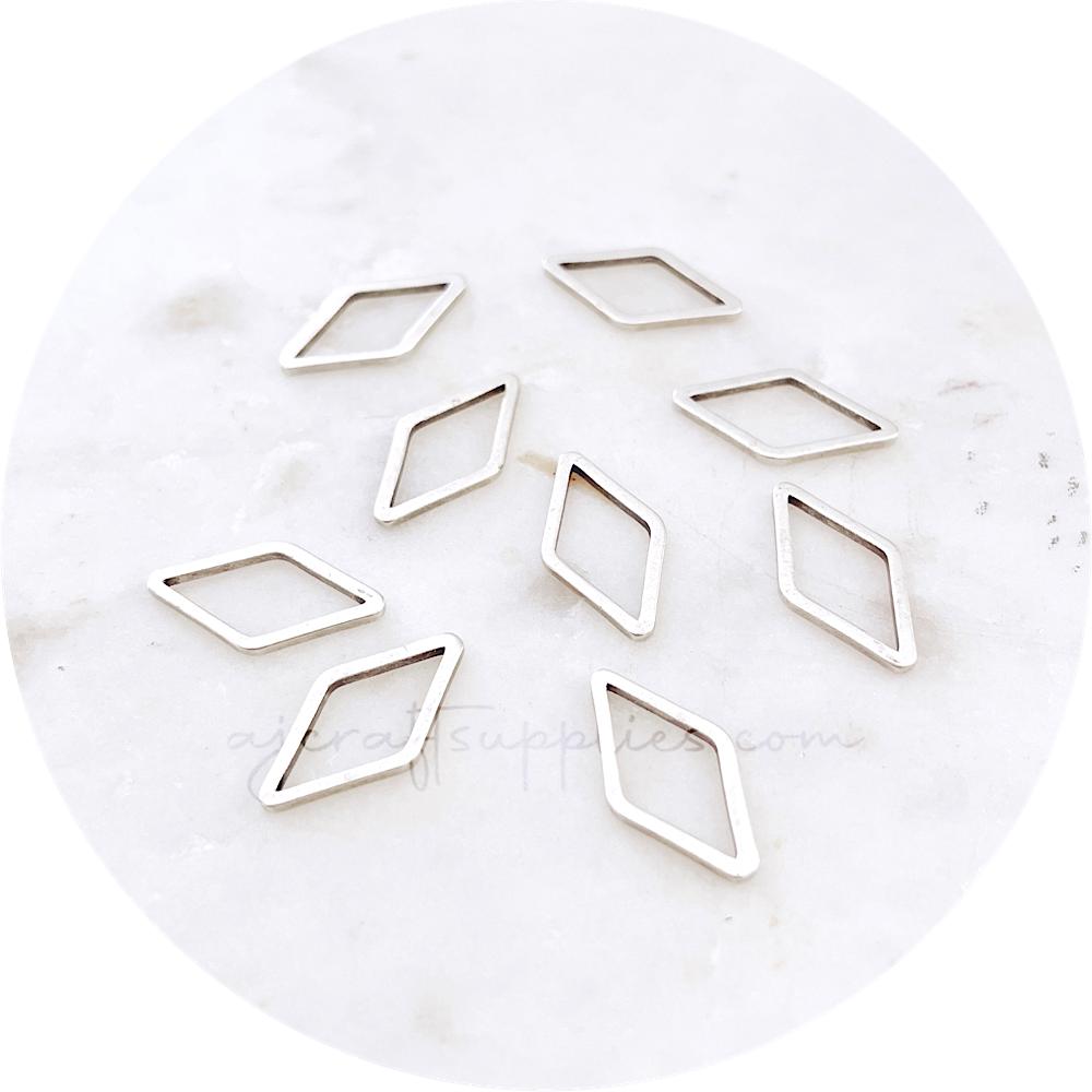 10mm Diamond Connector - Antique Silver - 2 pcs - D058