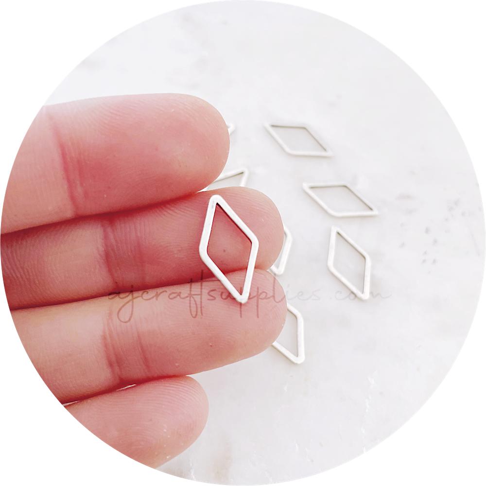 10mm Diamond Connector - Antique Silver - 2 pcs - D058