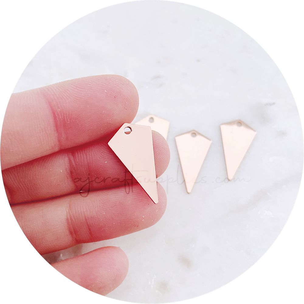 22mm Diamond Spike Charm 1 Hole - Rose Gold - 2 pcs - D346