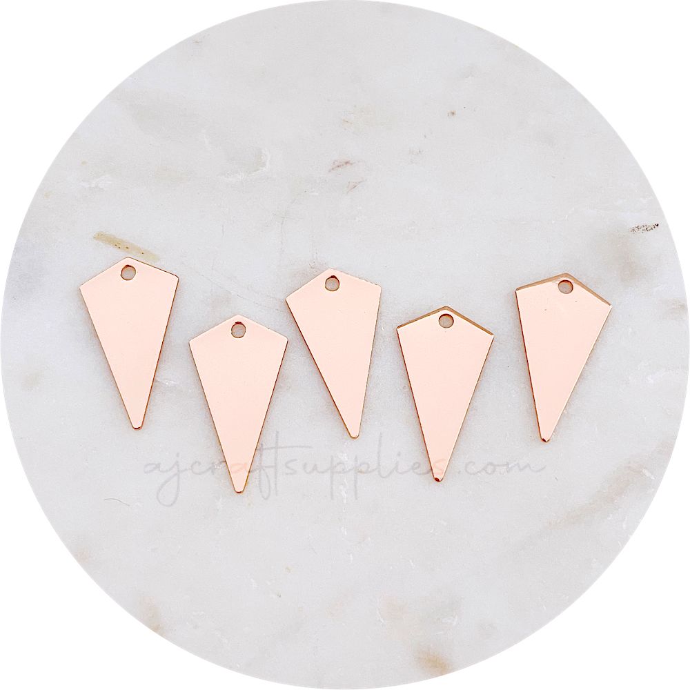 22mm Diamond Spike Charm 1 Hole - Rose Gold - 2 pcs - D346