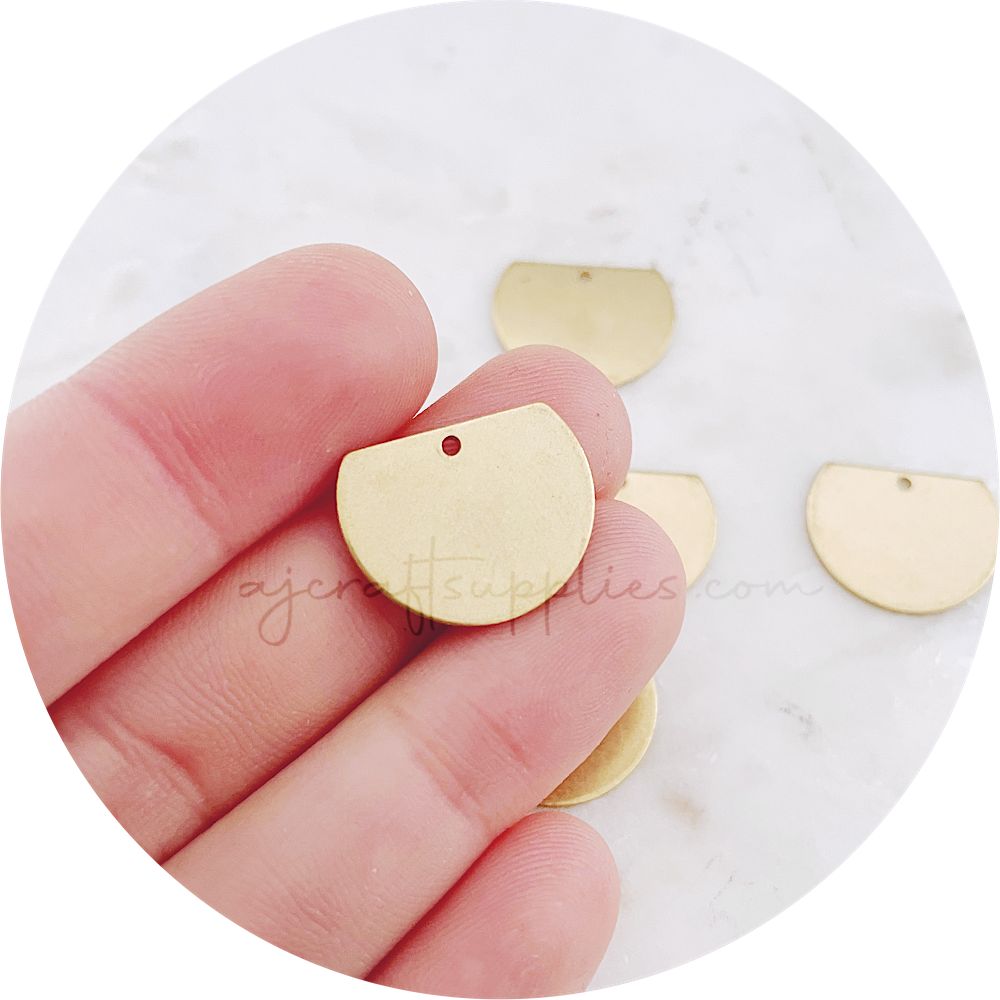 18mm Semi Circle Charms - 1 loop - Raw Brass - 2 pcs - BS1724