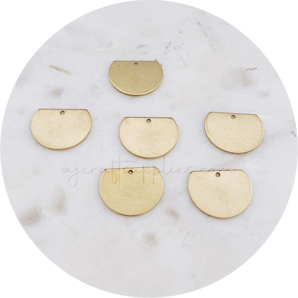 18mm Semi Circle Charms - 1 loop - Raw Brass - 2 pcs - BS1724