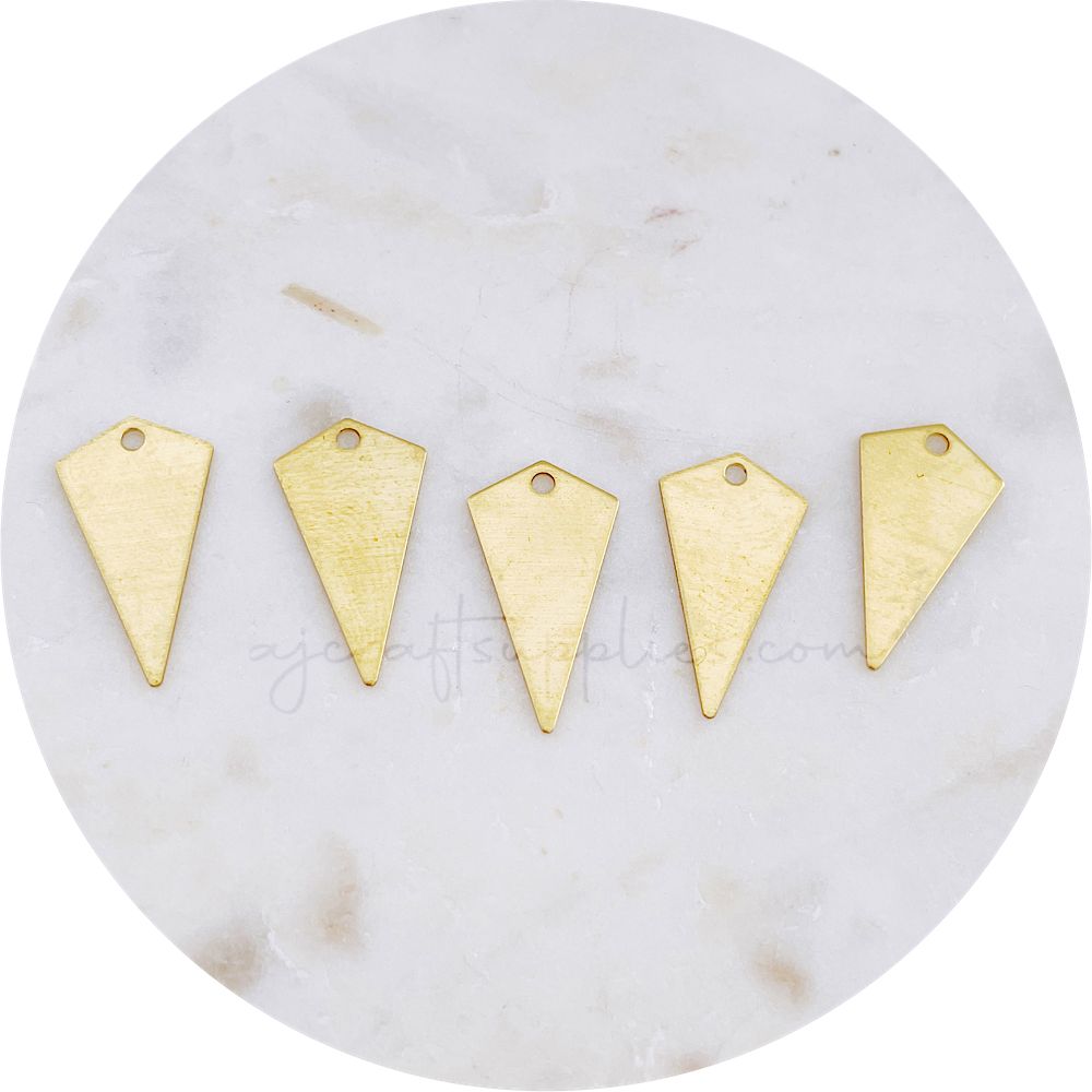 22mm Diamond Spike Charm 1 Hole - Raw Brass - 2 pcs - D346