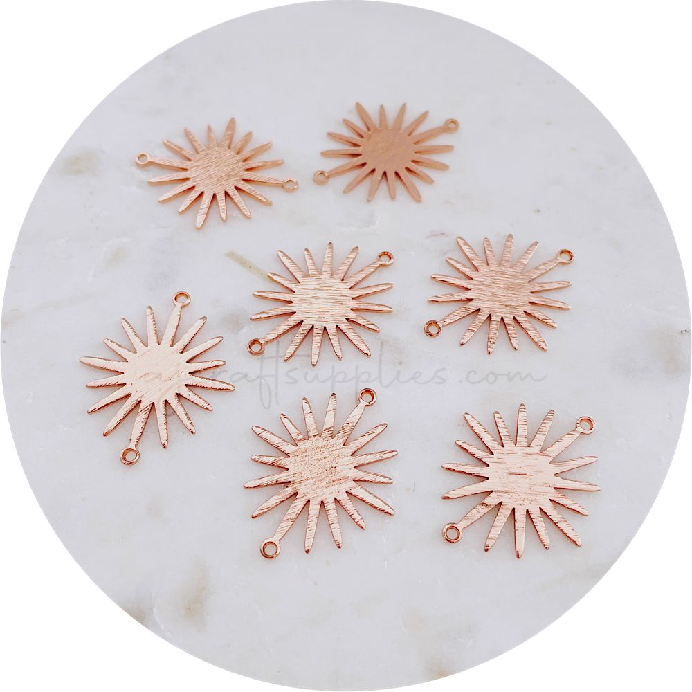 Sunburst Connectors - 2 loops - Rose Gold - 2 pcs - D559