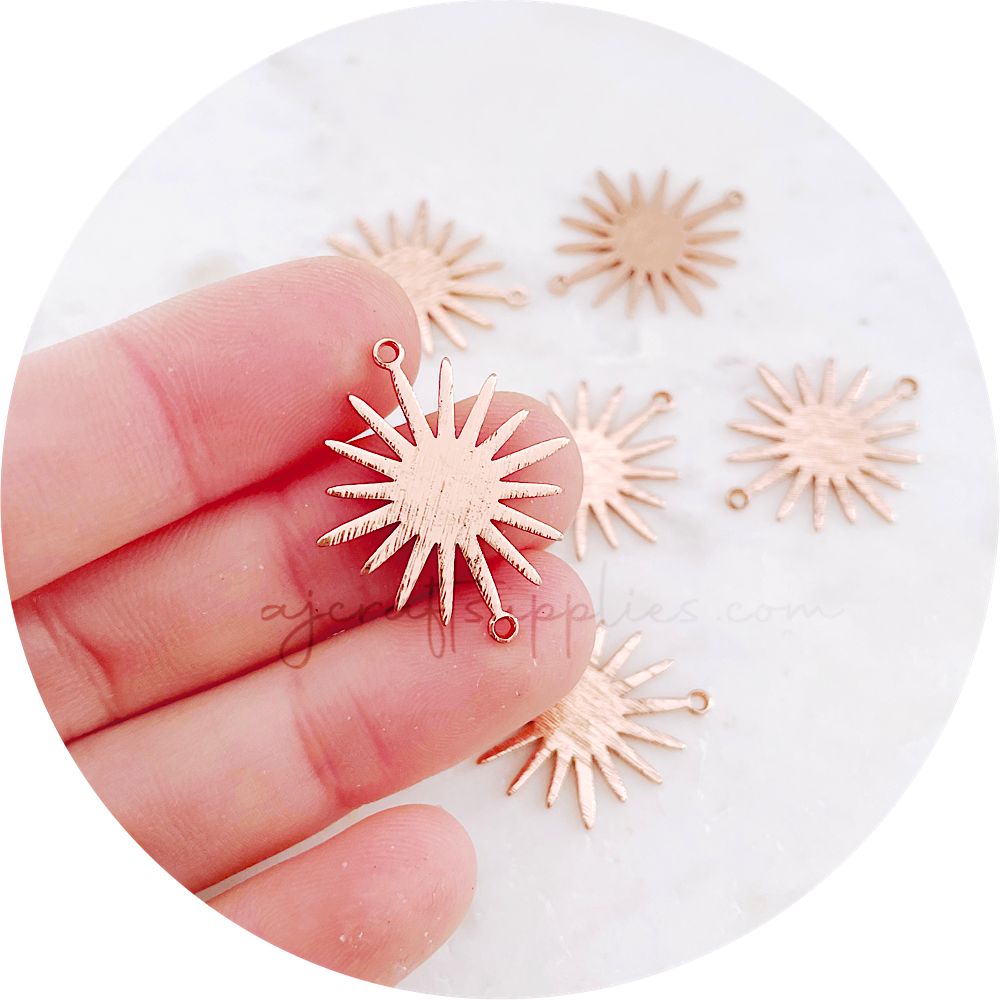 Sunburst Connectors - 2 loops - Rose Gold - 2 pcs - D559