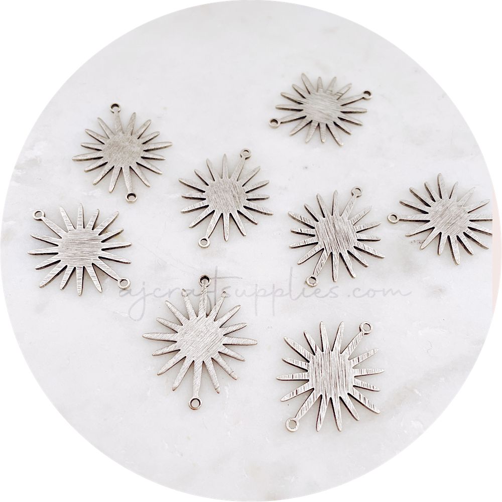 Sunburst Connectors - 2 loops - Antique Silver - 2 pcs - D559