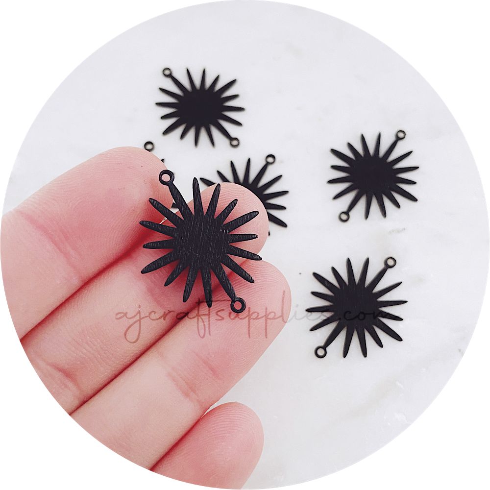 Sunburst Connectors - 2 loops - Black - 2 pcs - D559