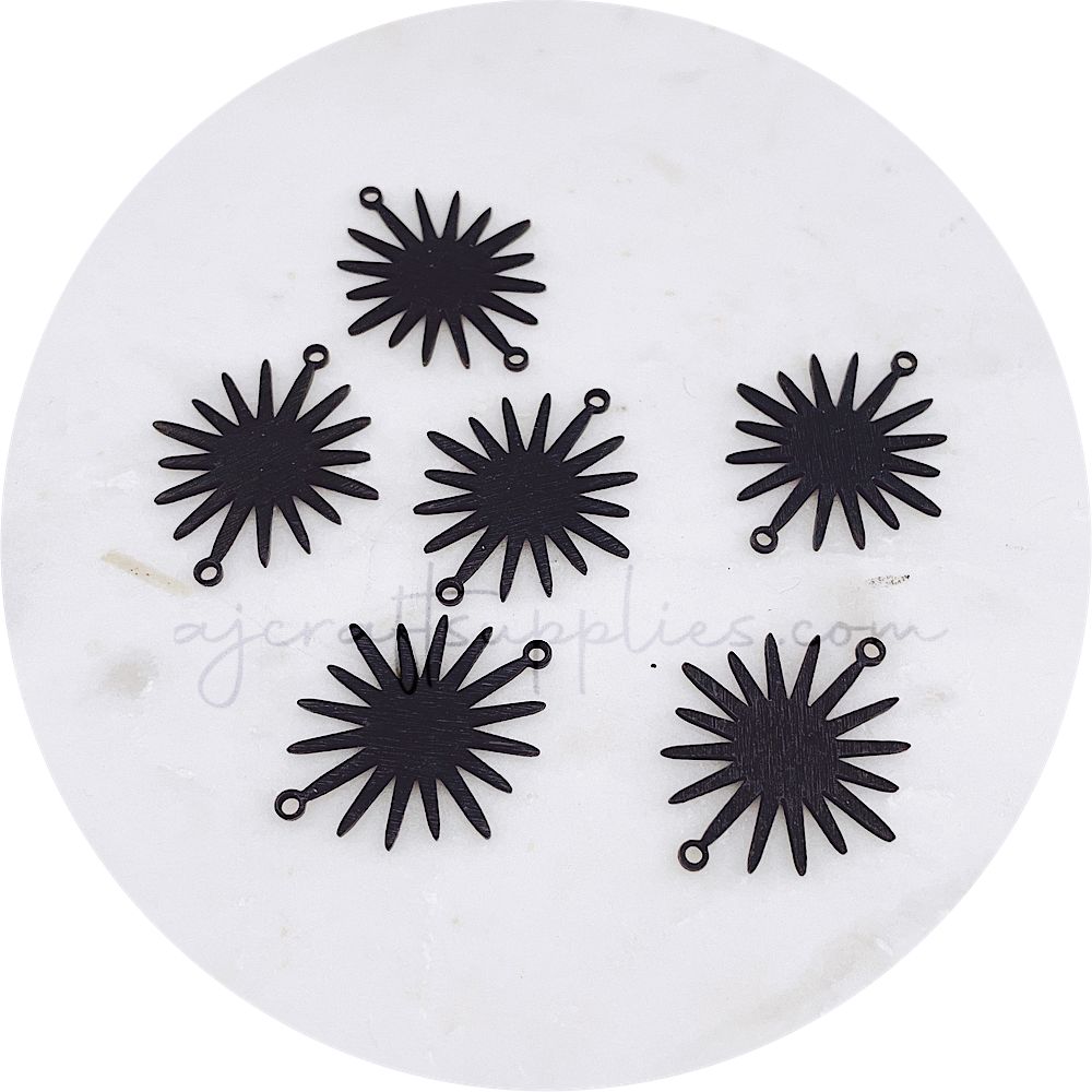 Sunburst Connectors - 2 loops - Black - 2 pcs - D559