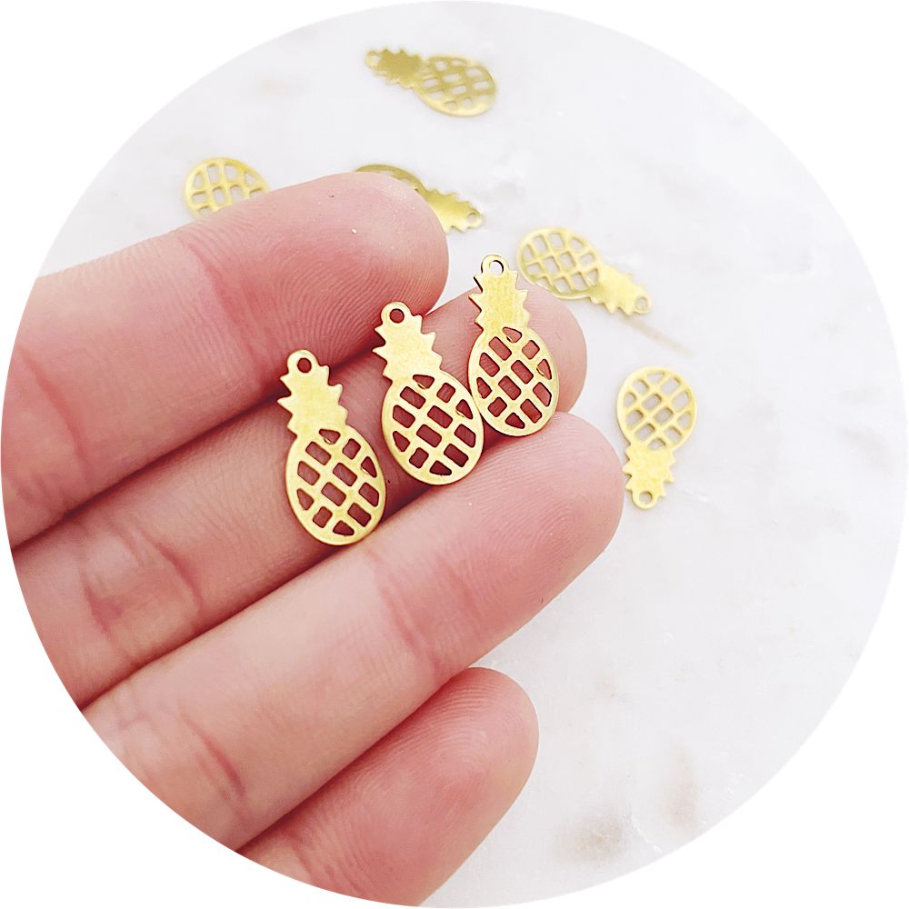 Pineapple Charms - Raw Brass - 2 pcs - Y082