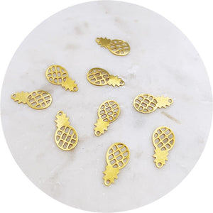 Pineapple Charms - Raw Brass - 2 pcs - Y082