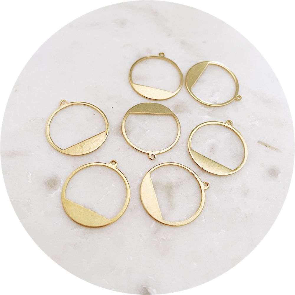 22mm Dipped Circle Charm - Raw Brass - 2 pcs - BS2191