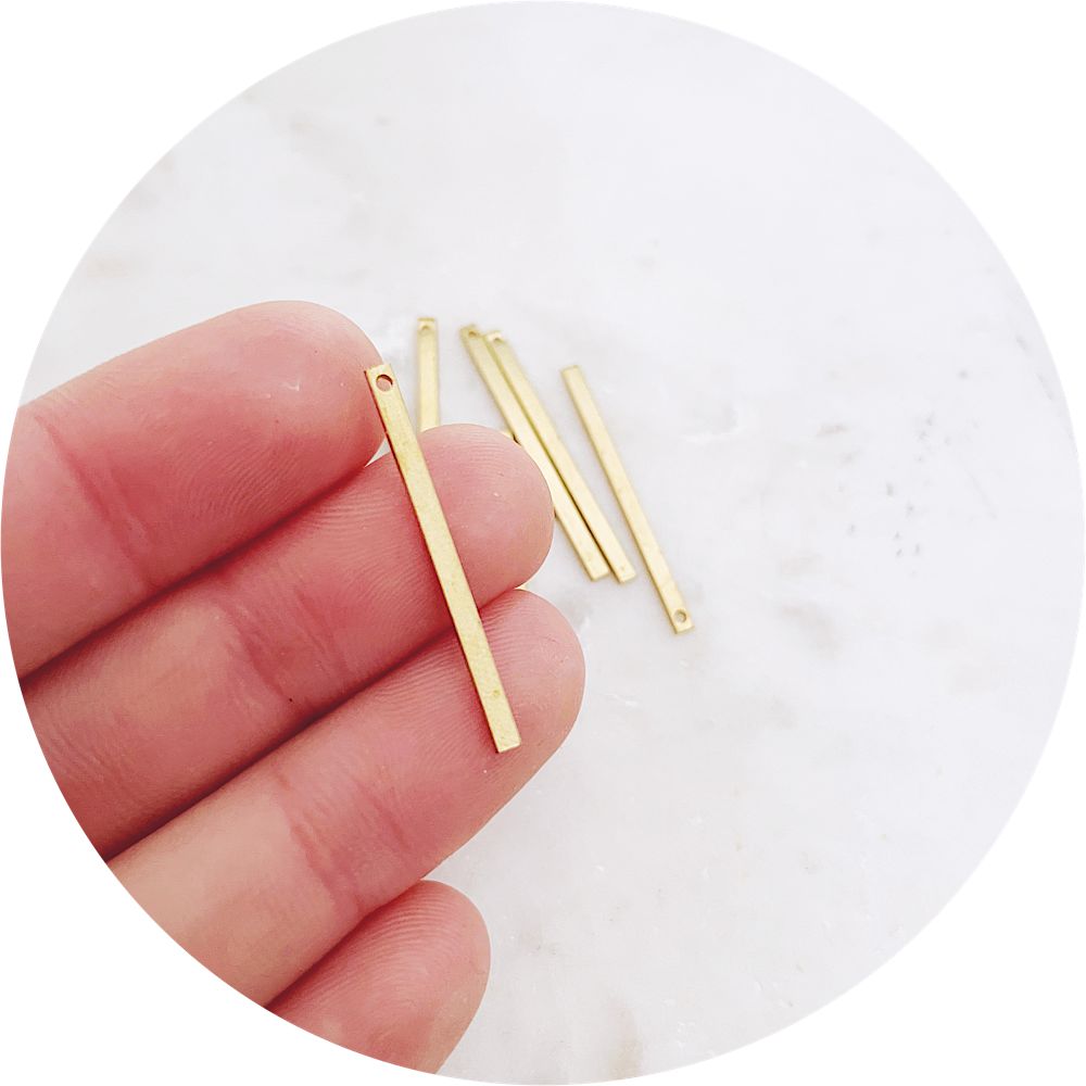 30mm Skinny Bar Charm - Raw Brass - 2 pcs - BS1197