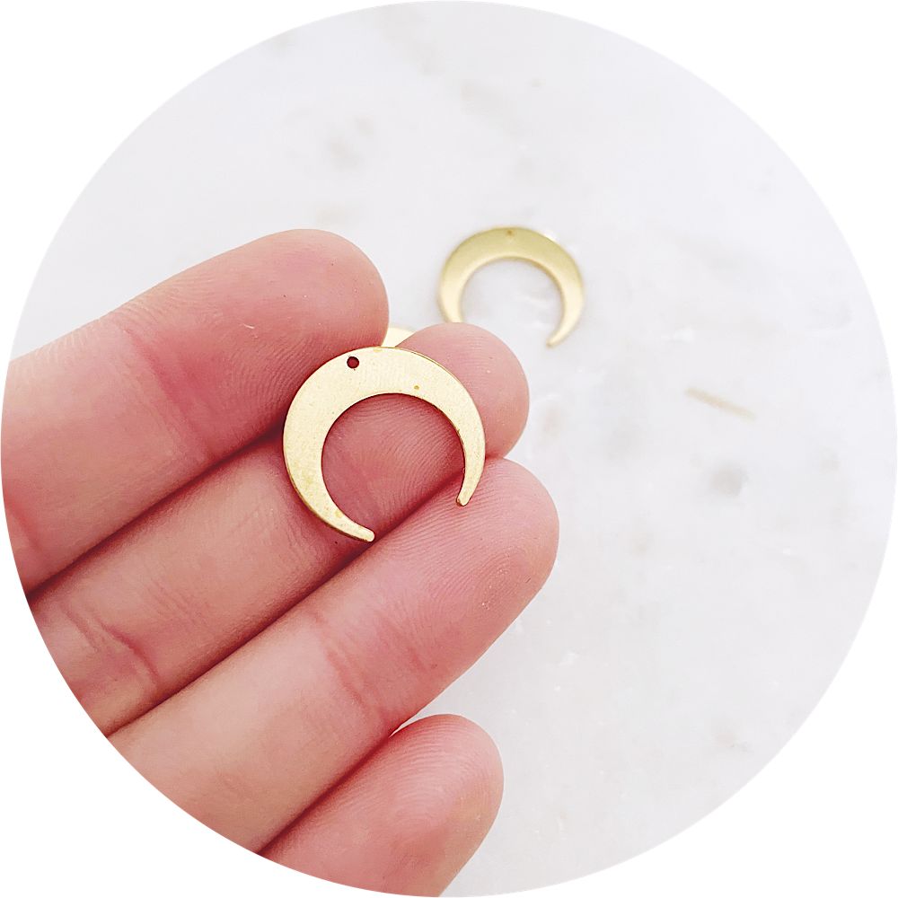 18mm Crescent Charm 1 Hole - Raw Brass - 2 pcs - BS2060