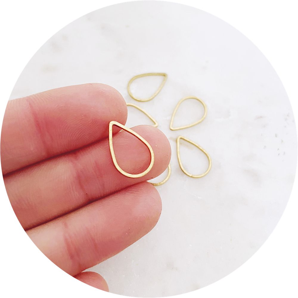 16mm x 11mm Open Teardrop Connector - Raw Brass - 2 pcs - BS1134