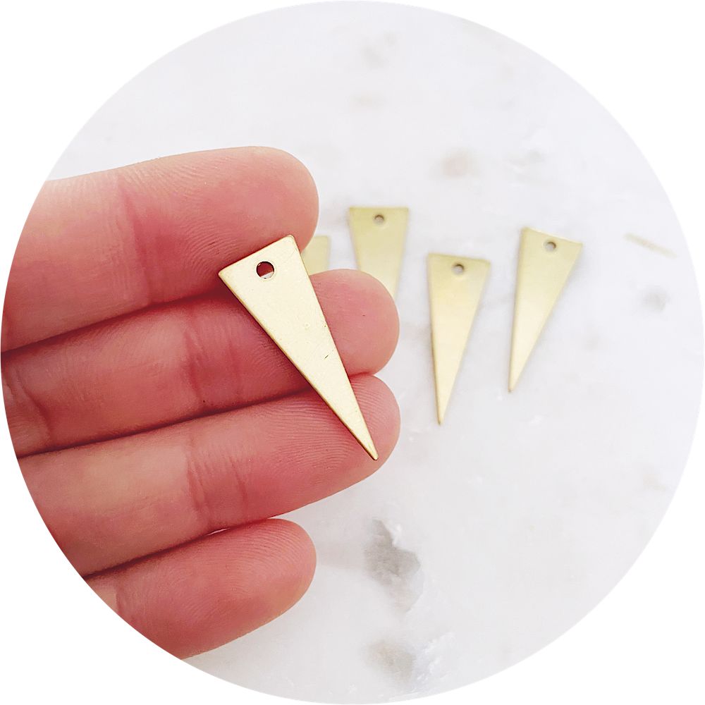 28mm x 10mm Triangle Spike Charm 1 Hole - Raw Brass - 2 pcs - A0793