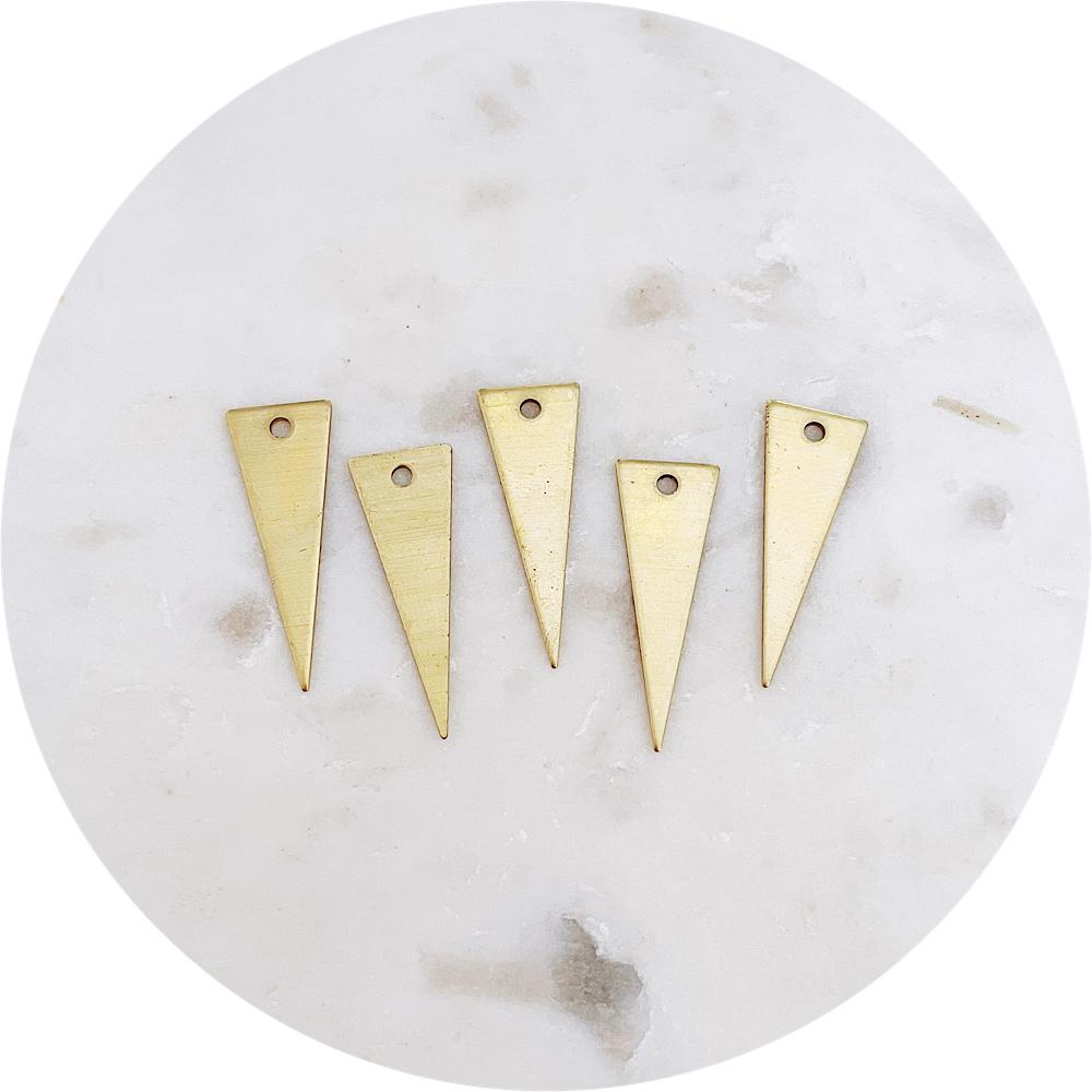 28mm x 10mm Triangle Spike Charm 1 Hole - Raw Brass - 2 pcs - A0793