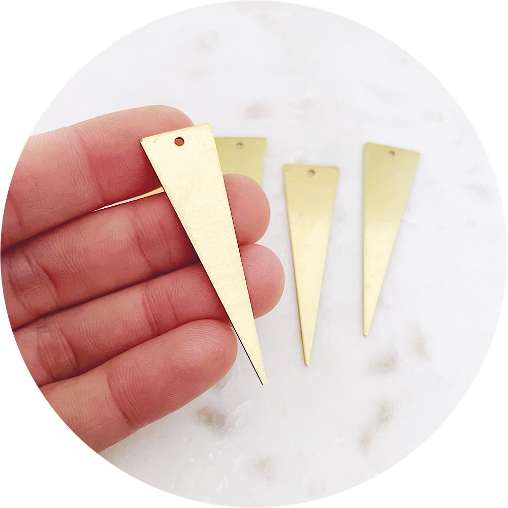 50mm Triangle Charm 1 Hole - Raw Brass - 2 pcs - A0792