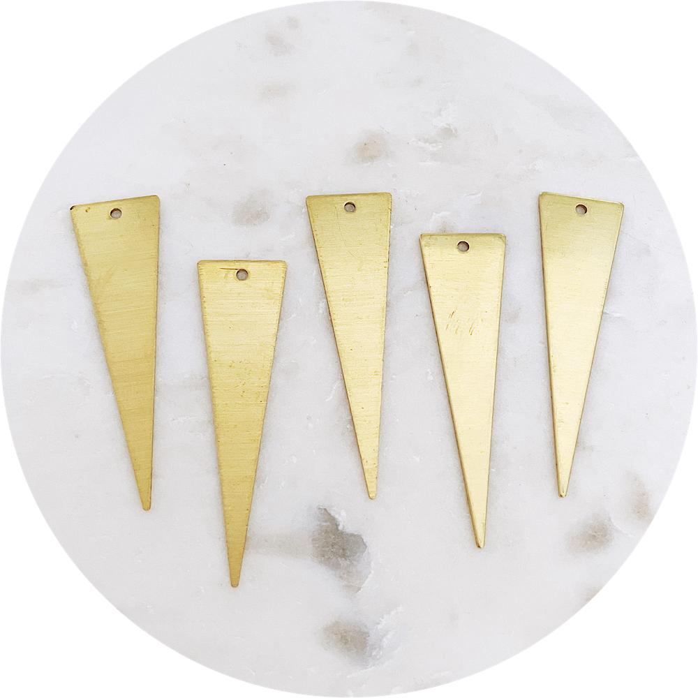 50mm Triangle Charm 1 Hole - Raw Brass - 2 pcs - A0792