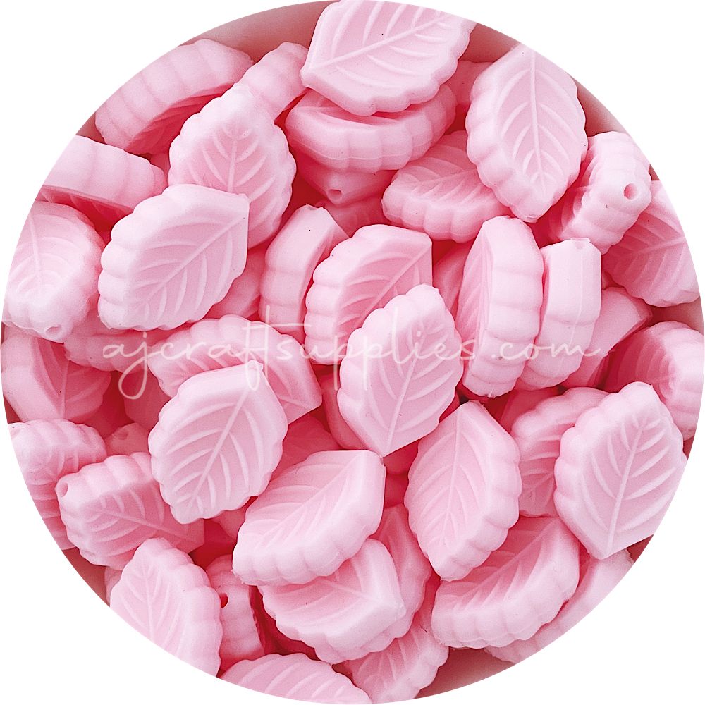 Sweet Pink - Leaf Silicone Beads - 2 beads