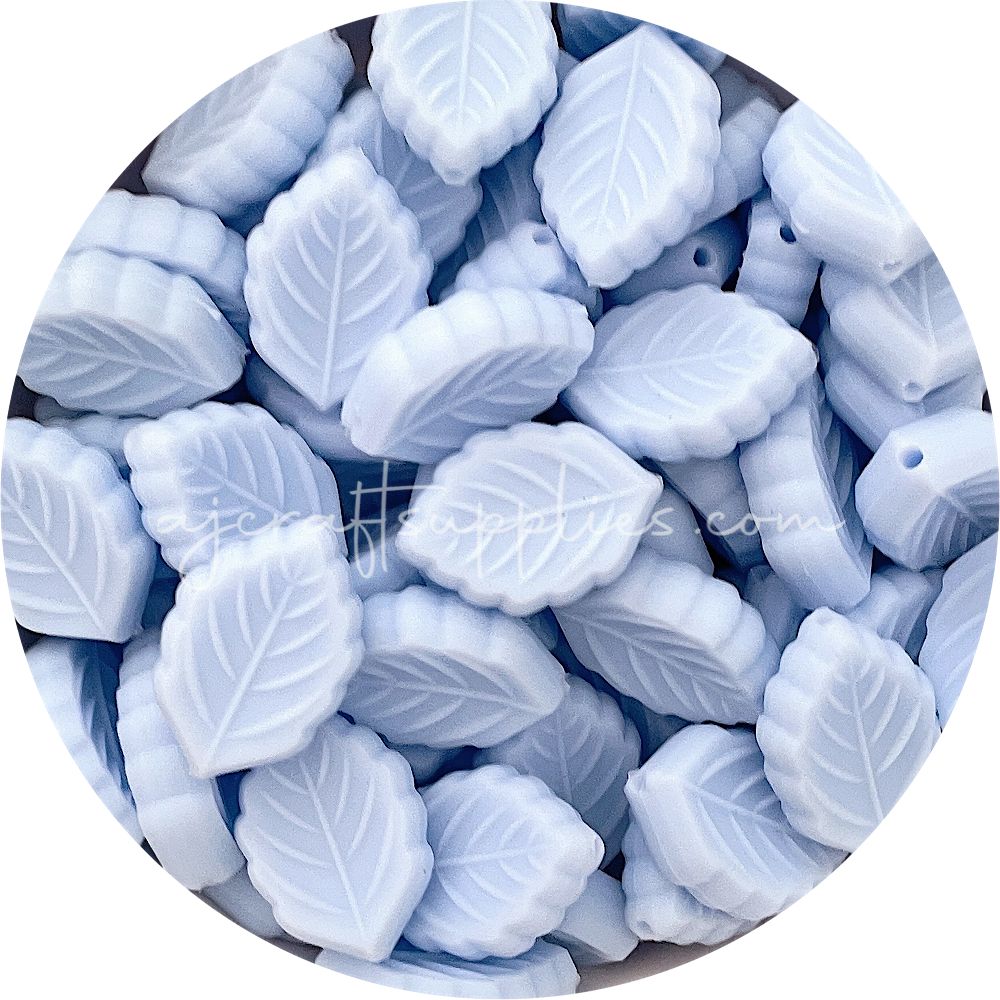 Pastel Blue - Leaf Silicone Beads - 2 beads