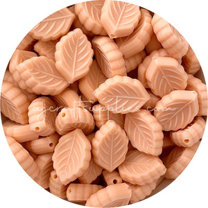 Peach - Leaf Silicone Beads - 2 beads