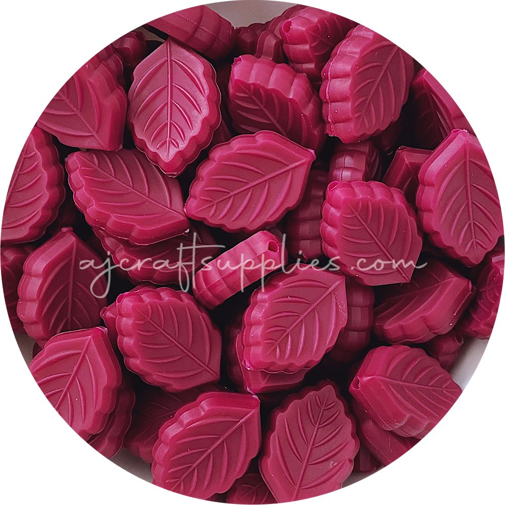 Plum - Leaf Silicone Beads - 2 beads