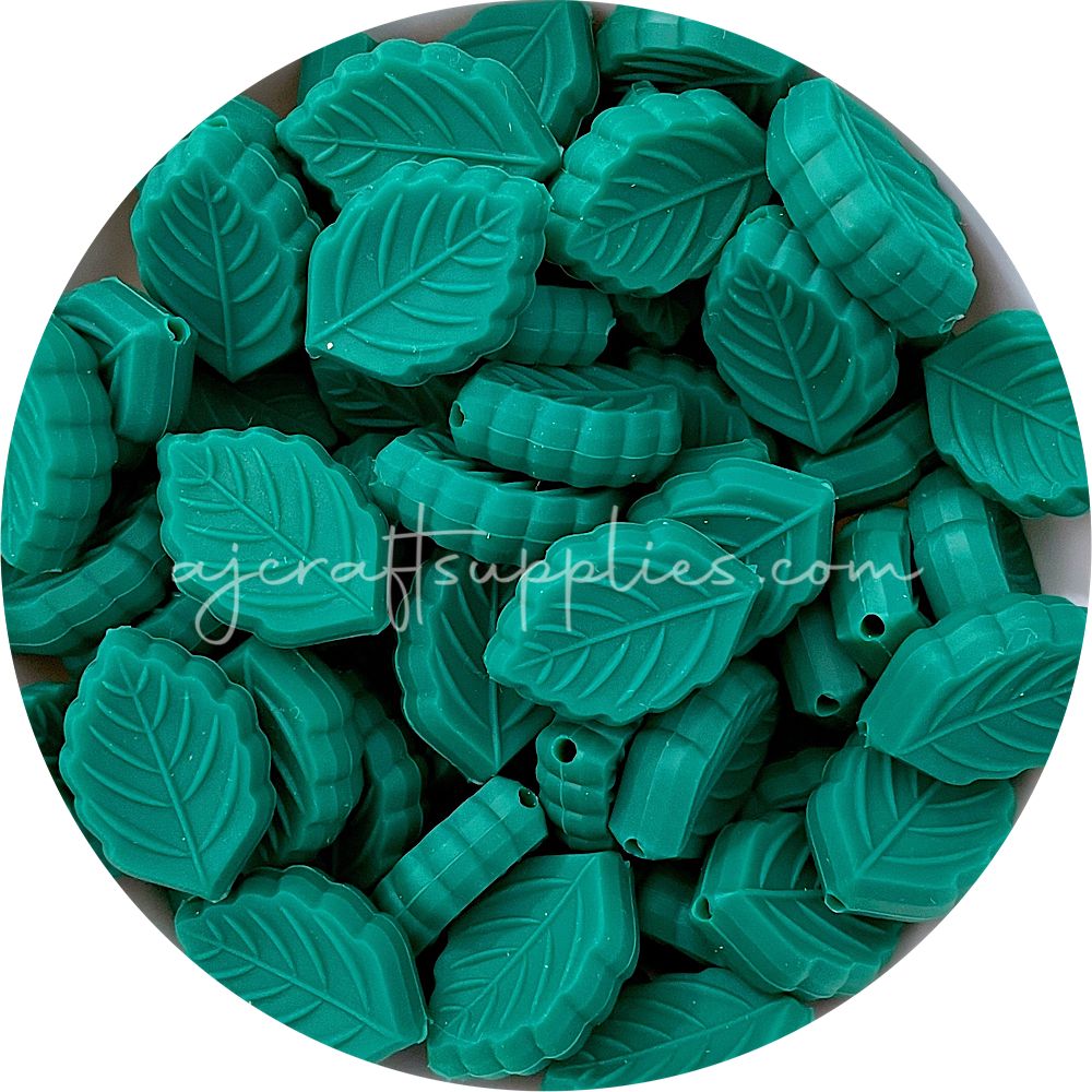 Leaf Green - Leaf Silicone Beads - 2 beads