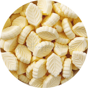 Creamy Yellow - Leaf Silicone Beads - 2 beads