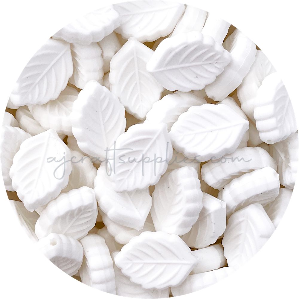 Snow White - Leaf Silicone Beads - 2 beads