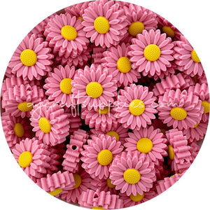 Petal Pink - 22mm Mini Daisy Silicone Beads - 2 beads