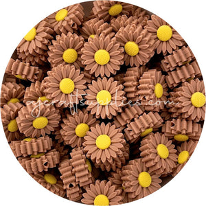 22mm mini daisy silicone beads espresso brown