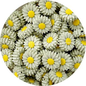 Sage Green - 22mm Mini Daisy Silicone Beads - 2 beads