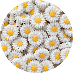 Marigold Speckled - 22mm Mini Daisy Silicone Beads - 2 beads