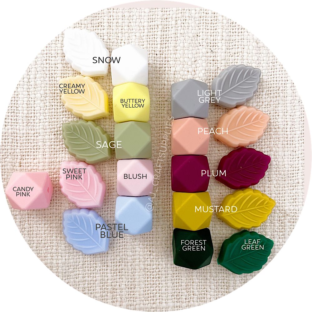 Sage Green - Leaf Silicone Beads - 2 beads