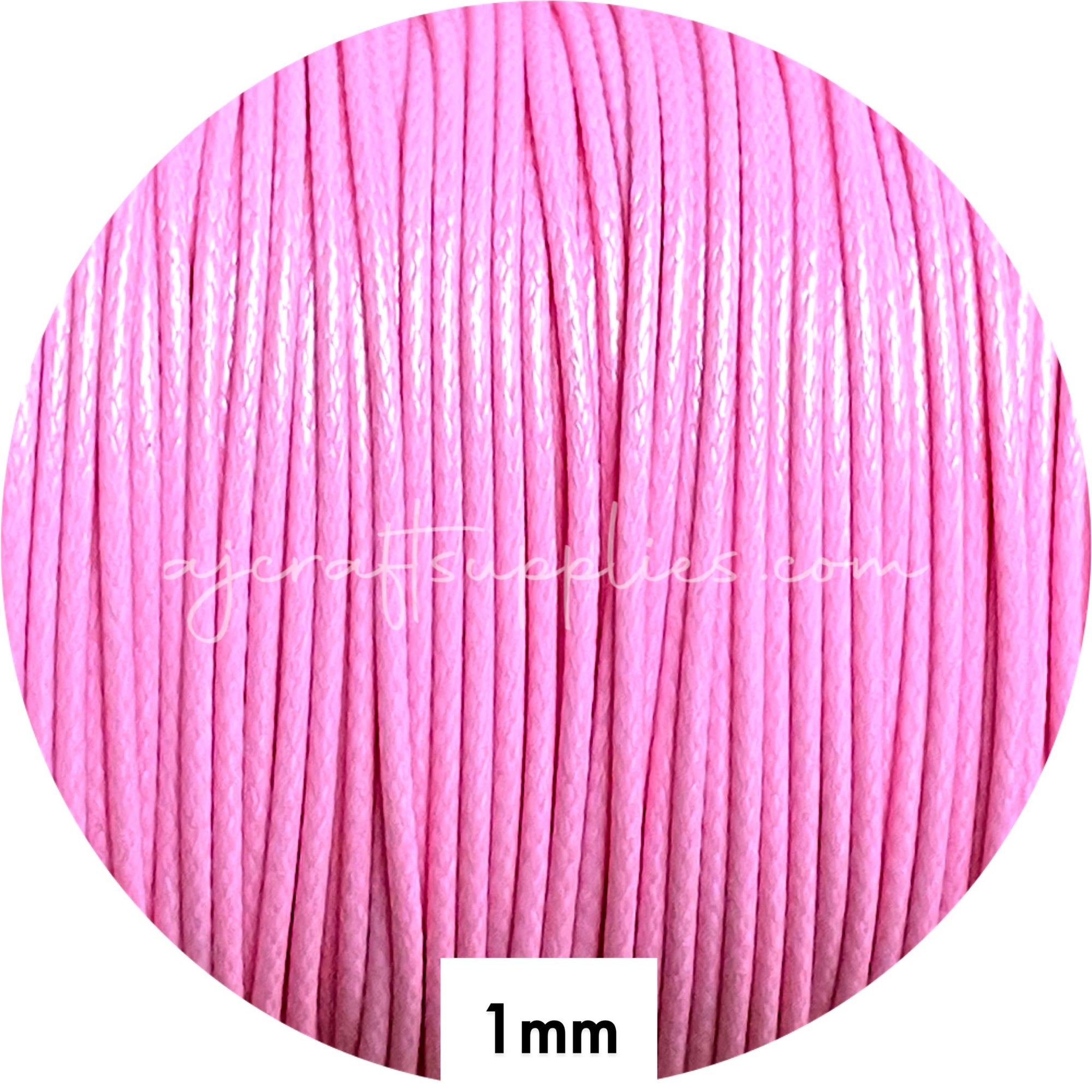 Sweet Pink - 1mm Waxed Braided Polyester Cord - 5 metres