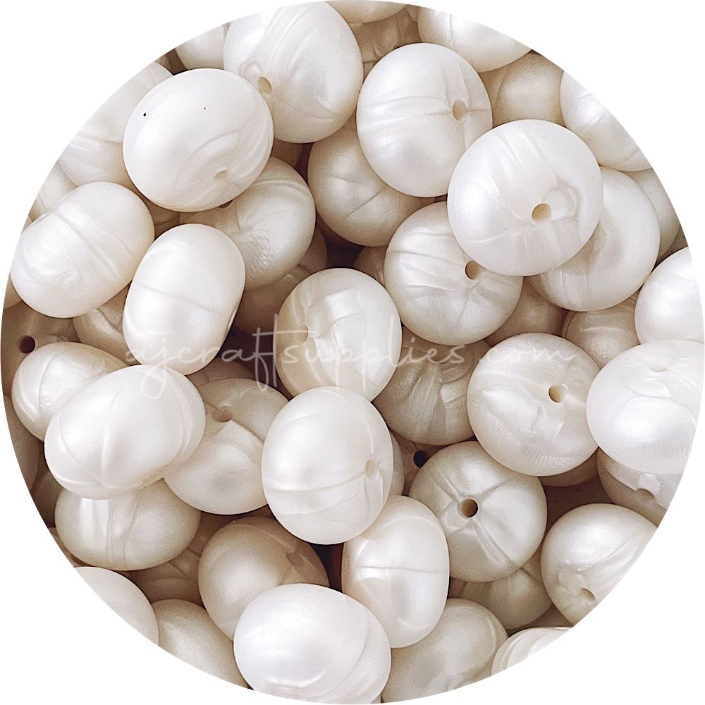 Pearl White - 22mm Abacus Silicone Beads - 5 Beads