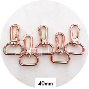 40mm Swivel Snap Hook Clasps (20mm base) - Rose Gold - 5 Clasps
