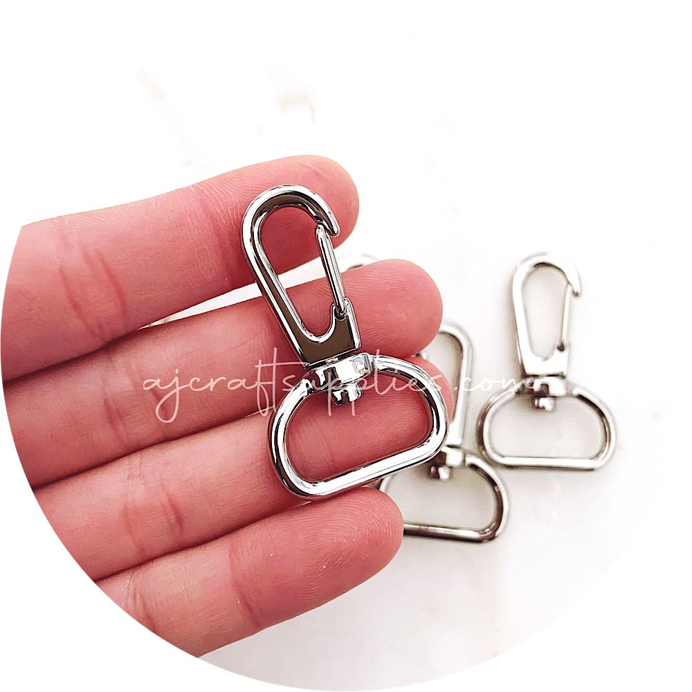 40mm Swivel Snap Hook Clasps (20mm base) - Silver - 5 Clasps