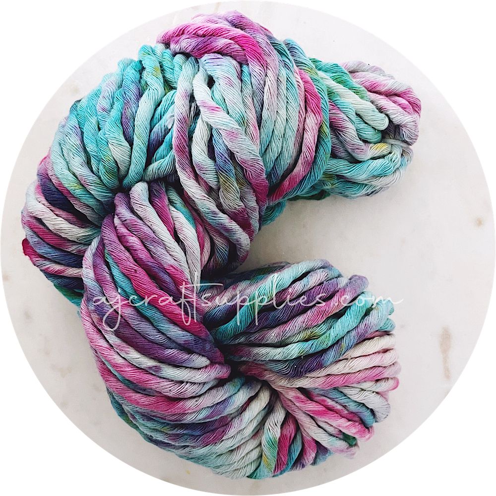 Hand Dyed Single Twist Cotton Cord - 4mm - MERMAID #2 - 100ft Hank