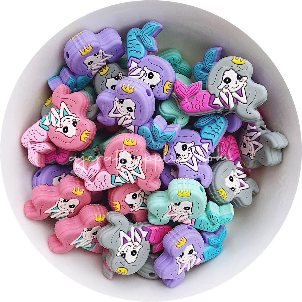 Mermaid Silicone Beads - CHOOSE YOUR COLOUR - 2 beads