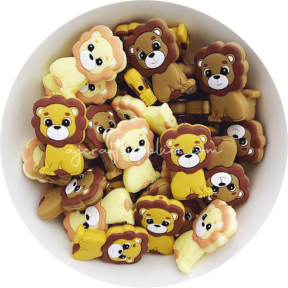 Little Lion Silicone Beads - CHOOSE YOUR COLOUR - 2 Beads