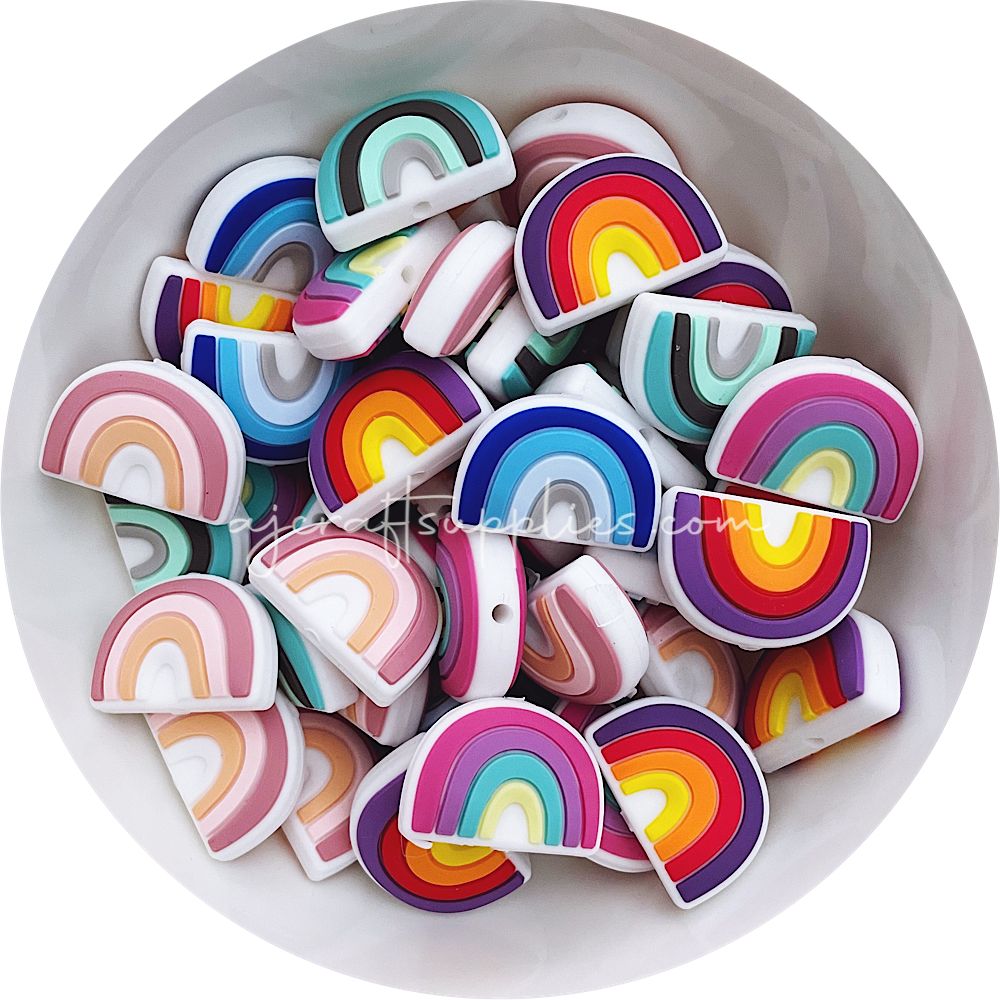 Rainbow Arch Silicone Beads - CHOOSE YOUR COLOUR - 2 beads