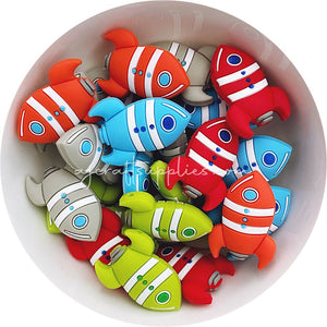 Rocket Silicone Beads - CHOOSE YOUR COLOUR - 2 Beads