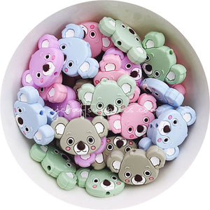 Koala Head Silicone Beads - CHOOSE YOUR COLOUR - 2 beads