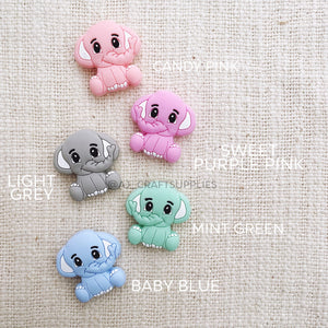 Happy Elephant Silicone Beads - CHOOSE YOUR COLOUR - 2 beads
