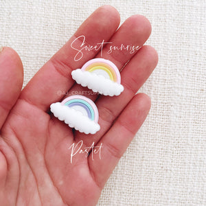 Rainbow & Cloud Silicone Beads - CHOOSE YOUR COLOUR - 2 Beads
