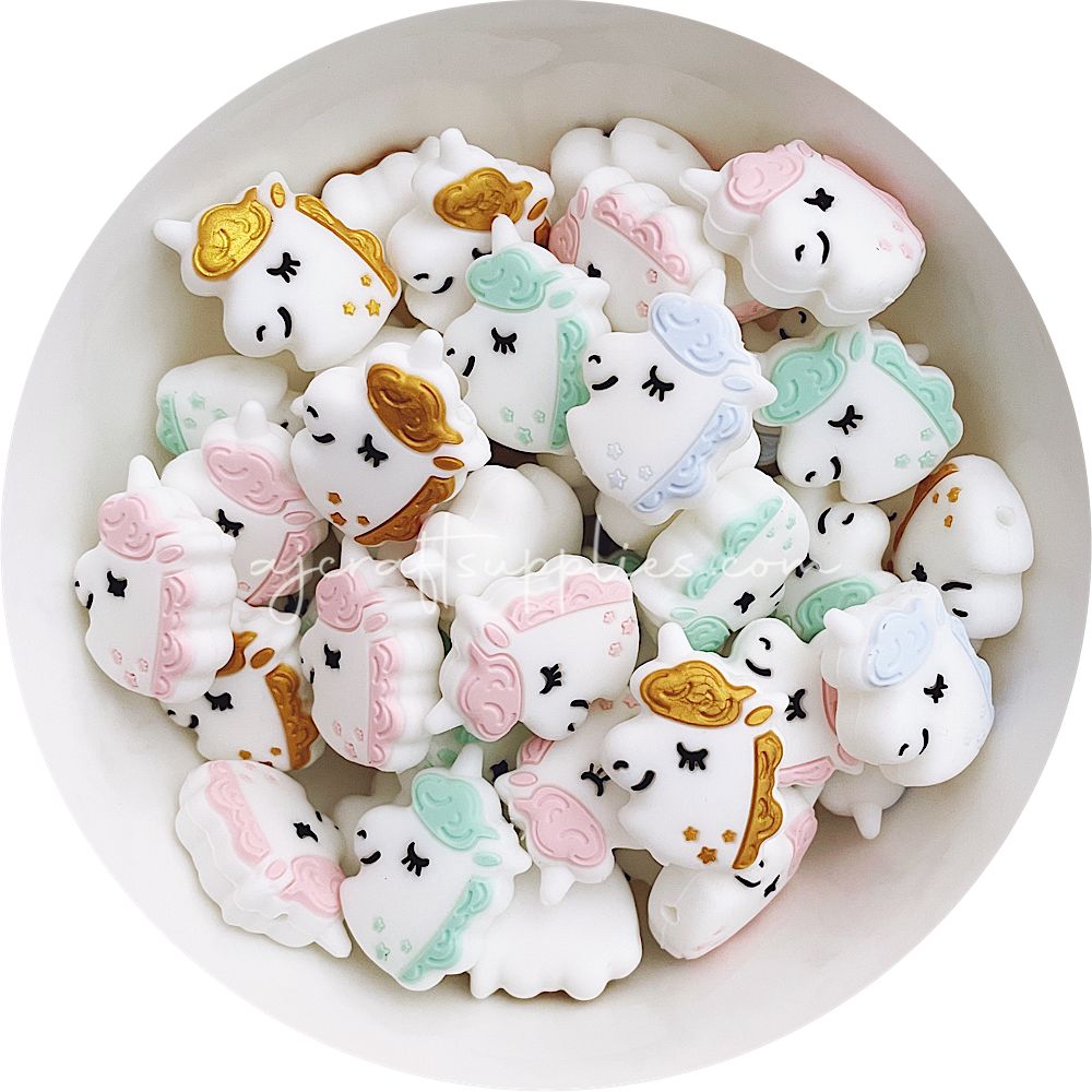 Dreamy Unicorn Silicone Beads - CHOOSE YOUR COLOUR - 2 Beads