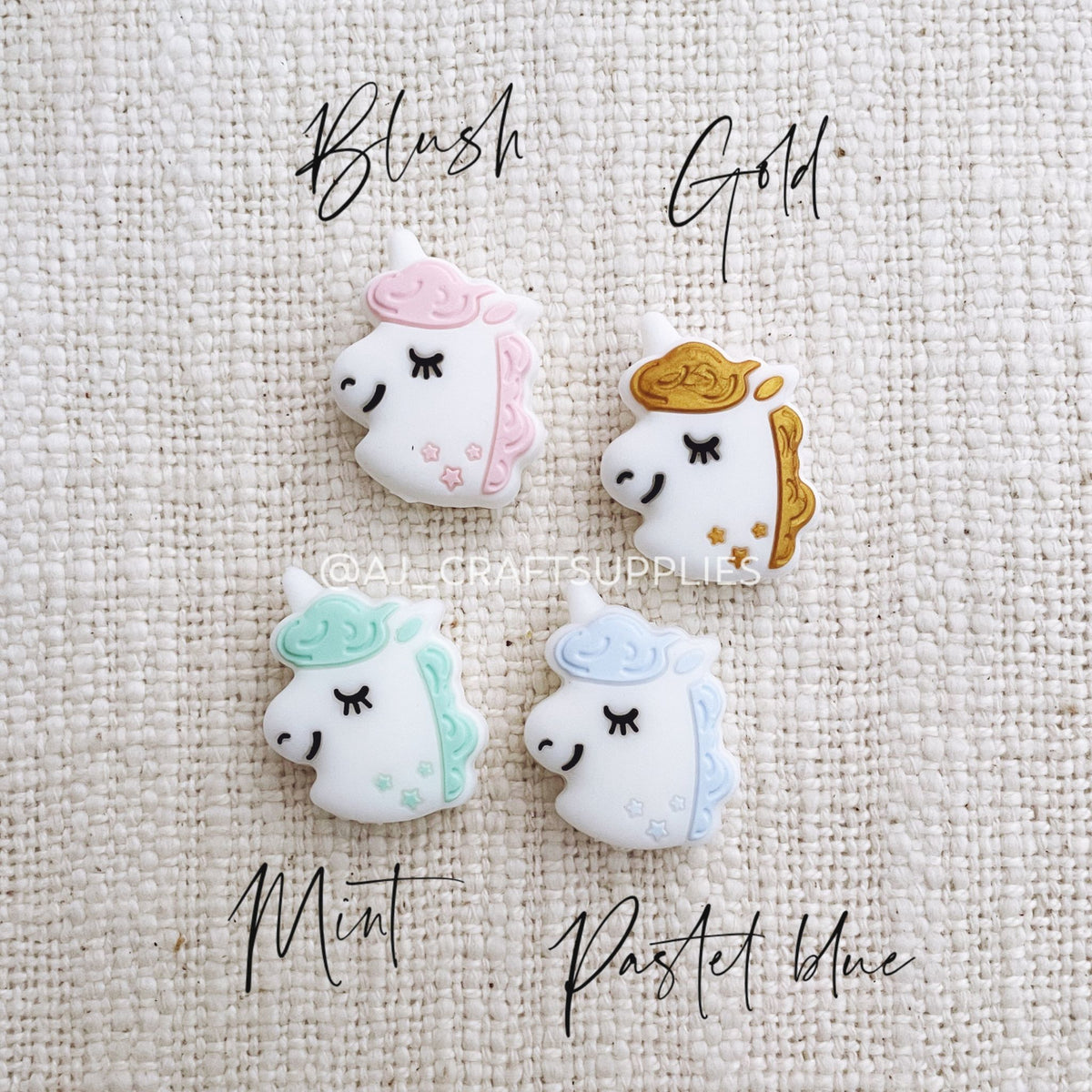 Dreamy Unicorn Silicone Beads - CHOOSE YOUR COLOUR - 2 Beads